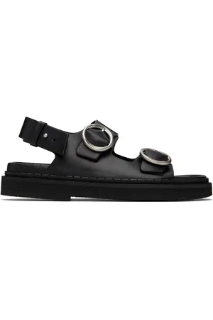 Ami Black Leather Fussbet Midi Sandals