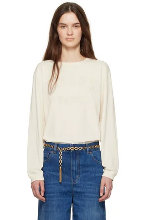 Chloé Off-White Oversized Long-Sleeve Logo T-shirt