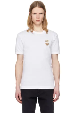 Dolce & Gabbana White Cotton Embroidery T-shirt