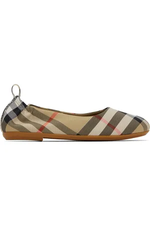 Burberry Kids Beige Check Nylon Blend Ballerina Flats