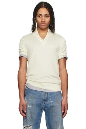 Dolce & Gabbana Off-White Logo Embroidered Silk Polo