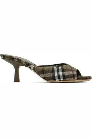 Burberry Khaki Check Linen Blend Mews High Mules