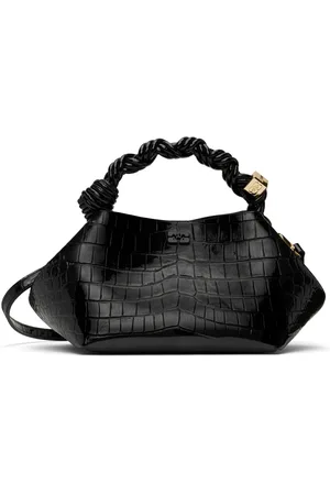 Ganni Black Croco Patent Small 