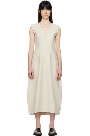 STUDIO NICHOLSON Off-White Enna Midi Dress