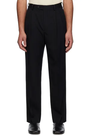 Auralee Black Light Wool Max Gabardine Two-Tuck Trousers