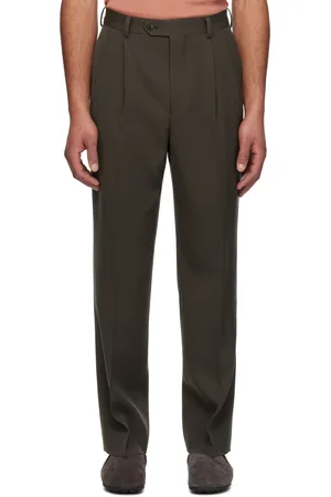 Auralee Brown Light Wool Max Gabardine Two-Tuck Trousers