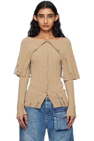 Acne Studios Beige Rib-Knit Cardigan