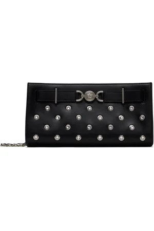 VERSACE Black Lamb Leather Clutch
