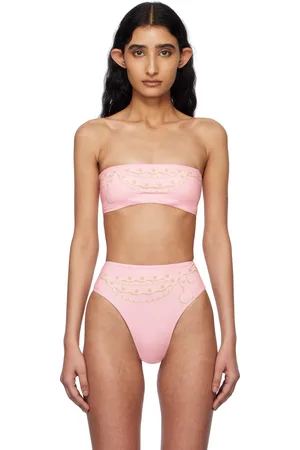 VERSACE Pink Graphic Bikini Top