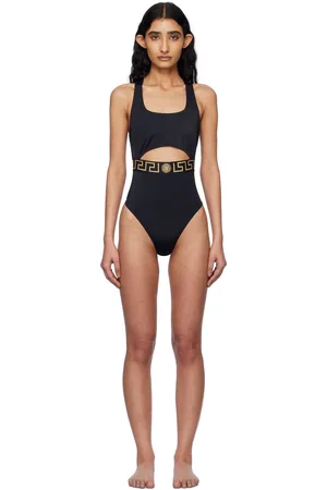 VERSACE Black Greca Border One-Piece Swimsuit