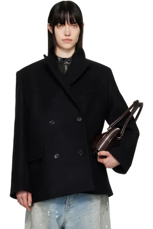 Acne Studios Black Double-Breasted Wool Coat