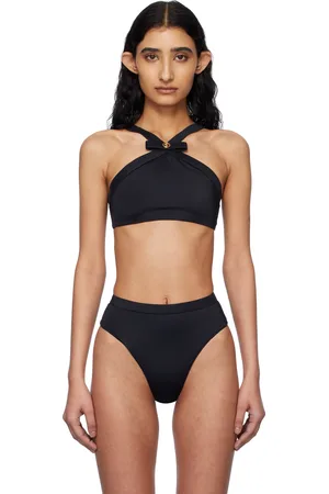 VERSACE Black Gianni Ribbon Bikini Top