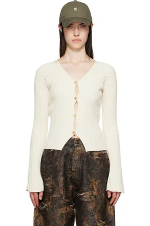 Acne Studios Off-White Button-Up Rib Cardigan