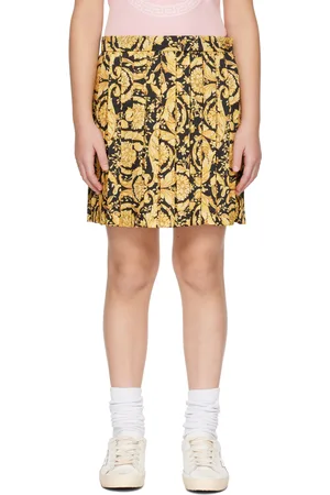 VERSACE Kids Black & Gold Barocco Pleated Skirt