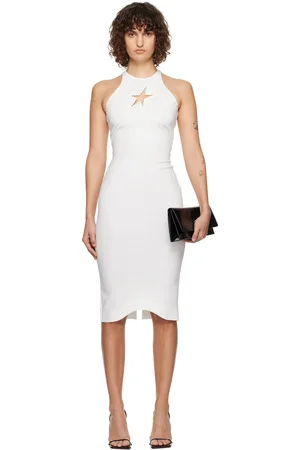 MUGLER White Star Halter Midi Dress