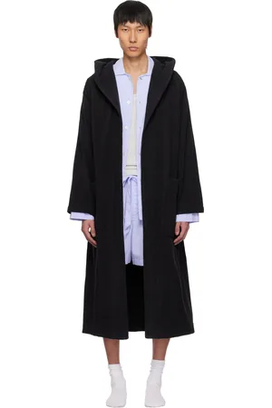 Tekla Black Terry Hooded Bathrobe