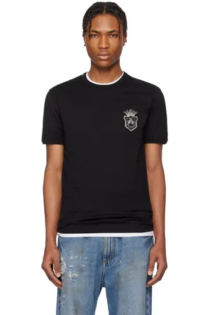 Dolce & Gabbana Black Cotton Heraldic Patch T-shirt