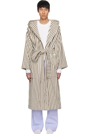 Tekla Brown & Off-White Terry Hooded Bathrobe