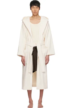 Tekla Off-White Terry Hooded Bathrobe