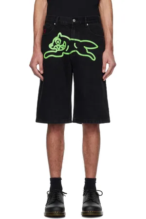 ICECREAM Black Running Dog Denim Shorts
