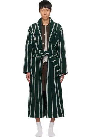 Tekla Green & White Terry Classic Bathrobe