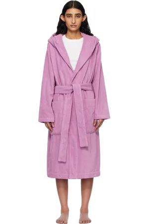 Tekla Pink Terry Hooded Bathrobe