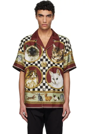 Dolce & Gabbana Multicolor Silk Cat Print Shirt