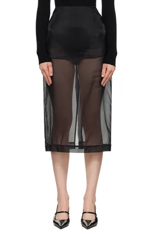 The Frankie Shop Black Peri Sheer Midi Skirt