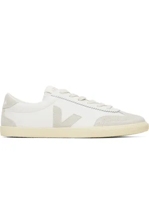 Veja White & Gray Volley Leather Sneakers