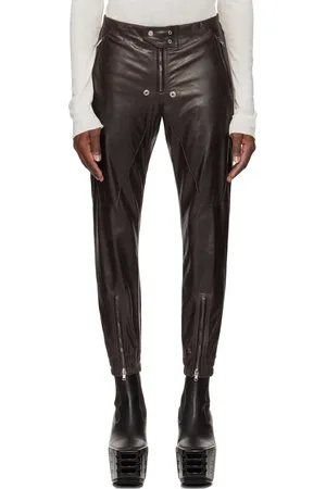Rick Owens Brown Hollywood Luxor Leather Pants