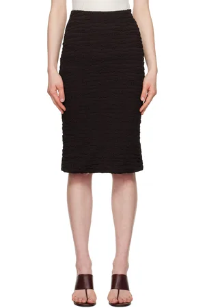 Jil Sander Brown Shirring Midi Skirt