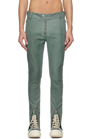 Rick Owens Blue Hollywood Tyrone Bela Leather Pants