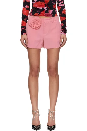 BLUMARINE Pink Fluid Gabardine Rose Shorts