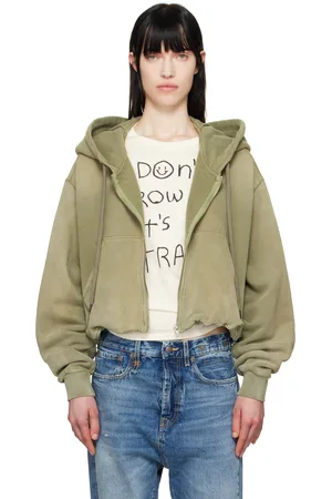 R13 Khaki Balloon Zip-Up Hoodie