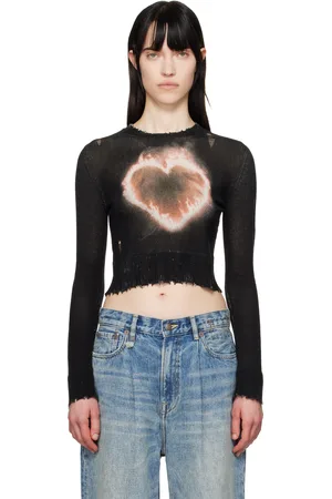 R13 SSENSE Exclusive Black Flaming Heart Baby Sweater