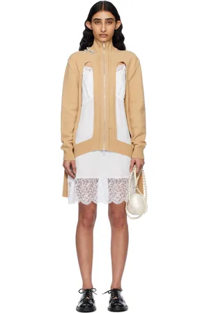 Simone Rocha Beige Embellished Window Zip-Up Cardigan