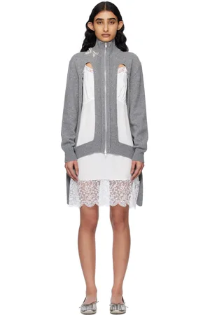 Simone Rocha Gray Embellished Window Zip-Up Cardigan