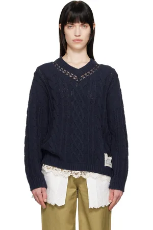Andersson Bell Lace Chunky V-Neck Knit Sweater