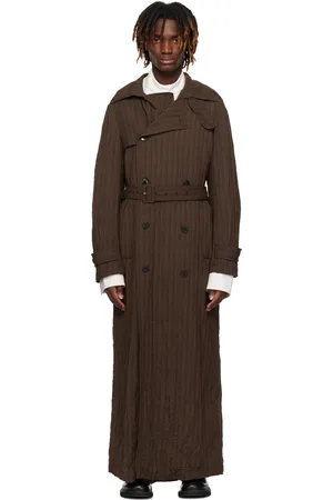 DRIES VAN NOTEN Brown Double-Breasted Trench Coat