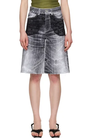 Andersson Bell Black Lace Paneled Denim Shorts