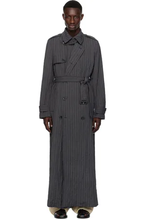 DRIES VAN NOTEN Navy Double-Breasted Trench Coat