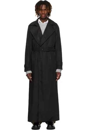 DRIES VAN NOTEN Black Double-Breasted Trench Coat