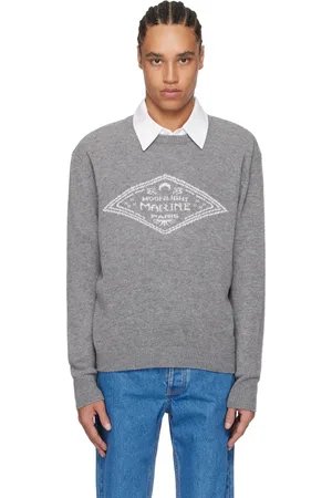 Marine Serre Gray Clean Wool Knit Crewneck Sweater
