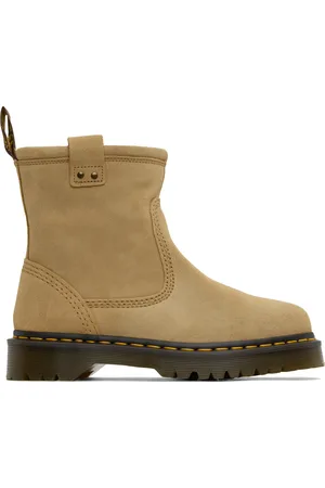 Dr. Martens Tan Anistone Lo Suede Biker Boots