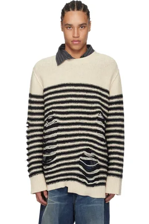 Acne Studios Off-White & Black Striped Knit Sweater