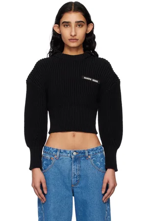 Marine Serre Black Half Cardigan Knit Sailor Sweater