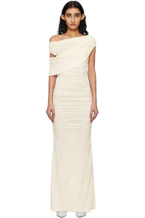 BLUMARINE Off-White One-Shoulder Maxi Dress