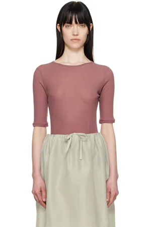 AMOMENTO Burgundy Round Short Sleeve T-shirt