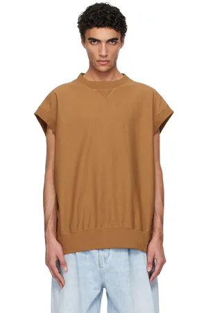 Hed Mayner Tan Cap Sleeve Sweatshirt