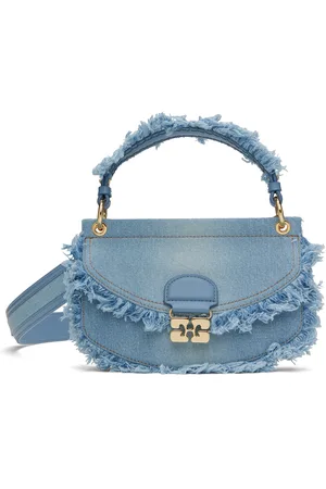 Ganni Blue Denim Mini Top Handle Apo-G Bag